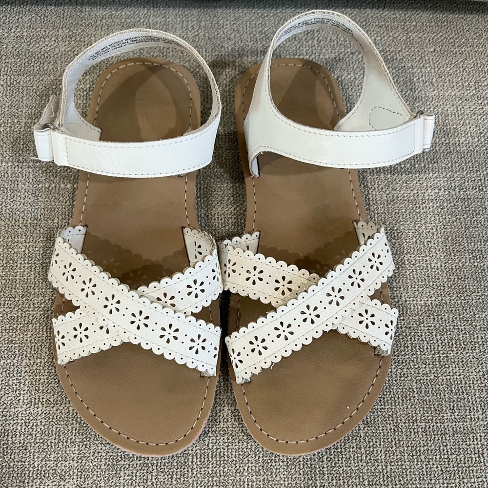 Gymboree White and Tan Sandals with Criss-Cross Straps